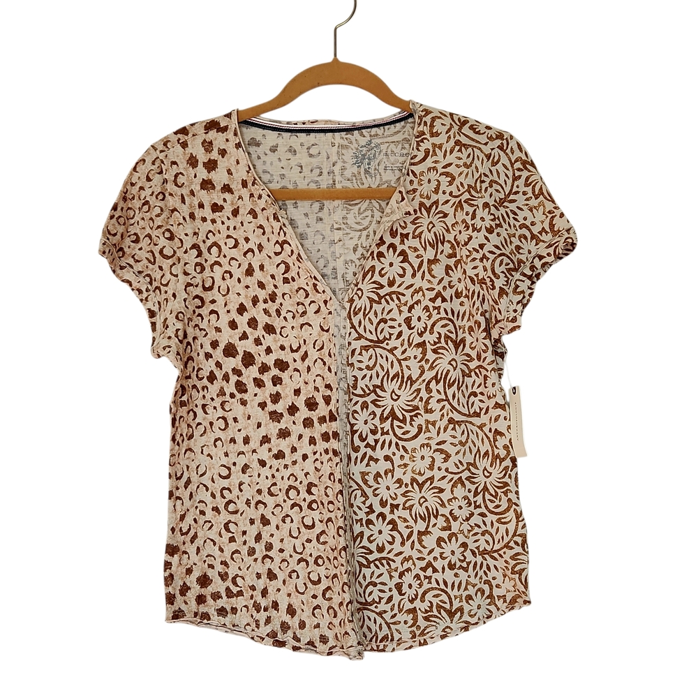 NWT Pilcro Small Split Animal And Floral Motif Cotton Blend Tee